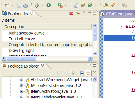 Bookmark oriented layout in Eclipse